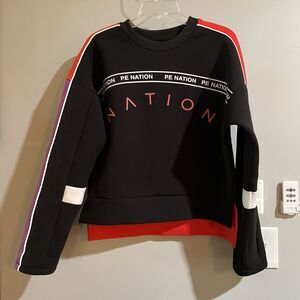 PE‎ Nation Sweatshirt Crewneck Pullover Long Sleeve Graphic Spellout Gym Medium